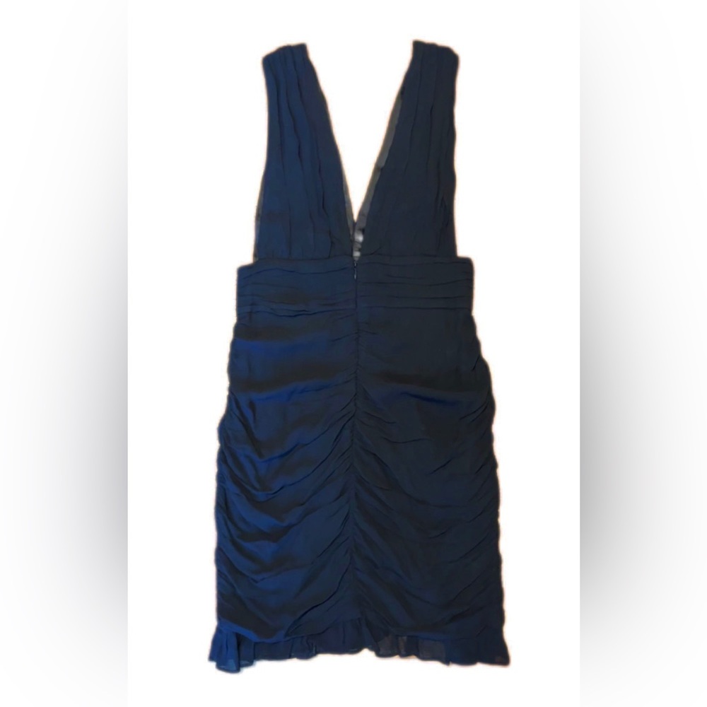 Black Rouched Button Mini Ruffle Dress - Picture 6 of 6